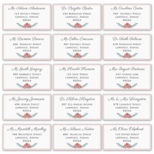 Sticker Élégant Floral Individuel Mariage d'adresse d'expé