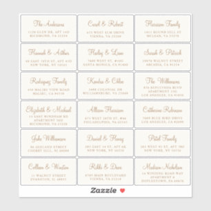Sticker Elegant Gold Script Cream Mariage Adresse du clien