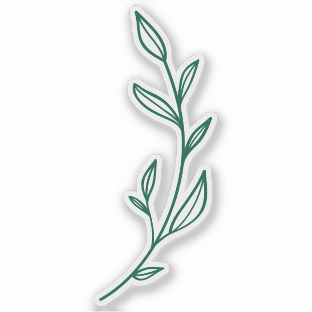 Sticker Elegant Green Leaf  (Devant)