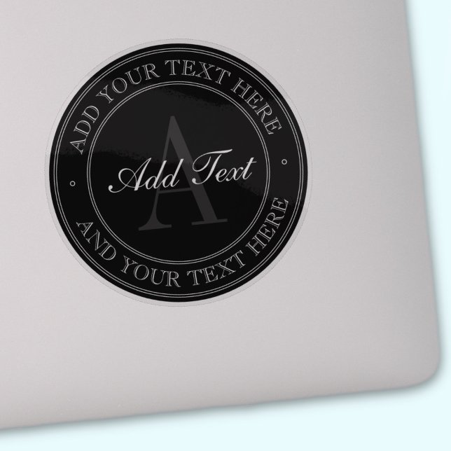 Sticker Élégant gris noir modifiable Texte transparent (Créateur téléchargé)