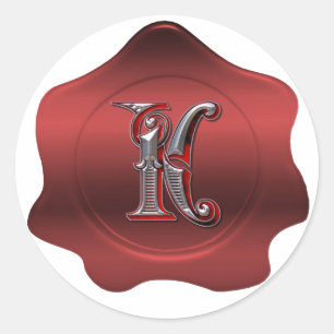 Sticker élégant K Monogram Red Wax Seal Look