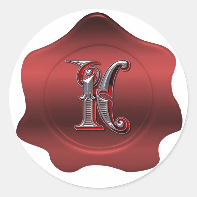 Sticker élégant K Monogram Red Wax Seal Look (Devant)