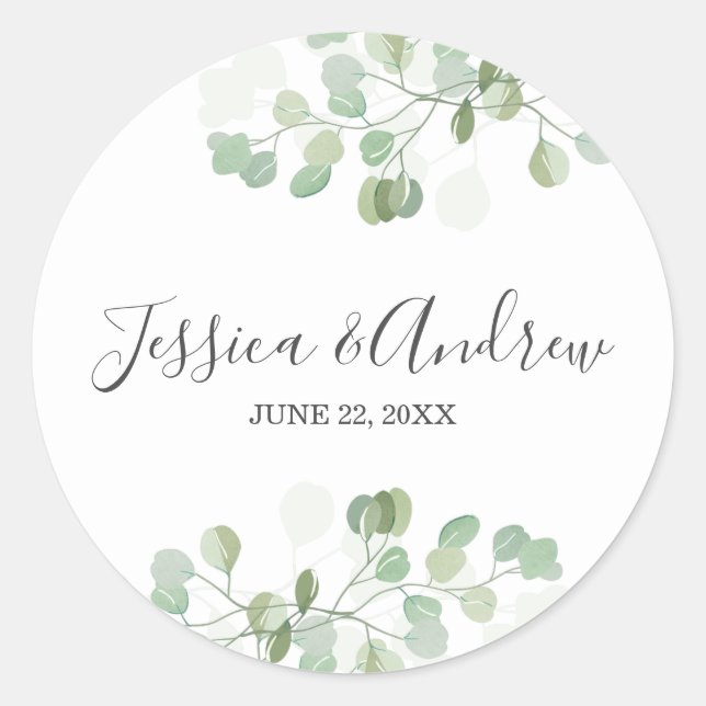 Sticker Élégant Mariage d'enveloppe Eucalyptus (Devant)