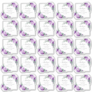 Sticker Élégant Mariage Merci floral violet et argenté