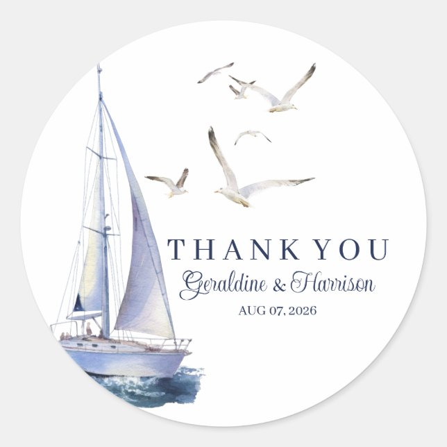Sticker Elegant Mariage Nautique (Devant)