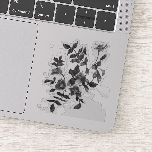Sticker Elégant minimaliste moderne noir fleur sauvage (Détail)
