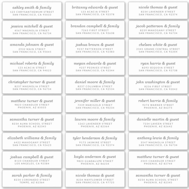 Sticker Élégant Moderne Chic Mariage Nom d'hôte Adresse (Devant)