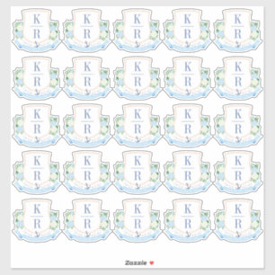 Sticker Élégant Monogramme Mariage côtier