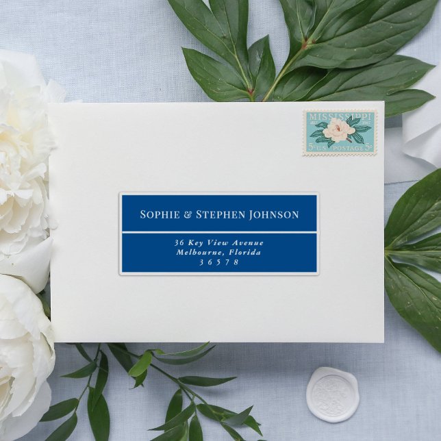 Sticker Elegant Navy Blue Mariage Adresse d'invité (Créateur téléchargé)