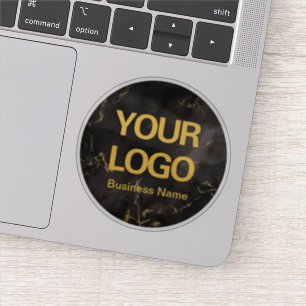 Sticker Élégant Noir Marbre d'Or Entreprise Portable Logo