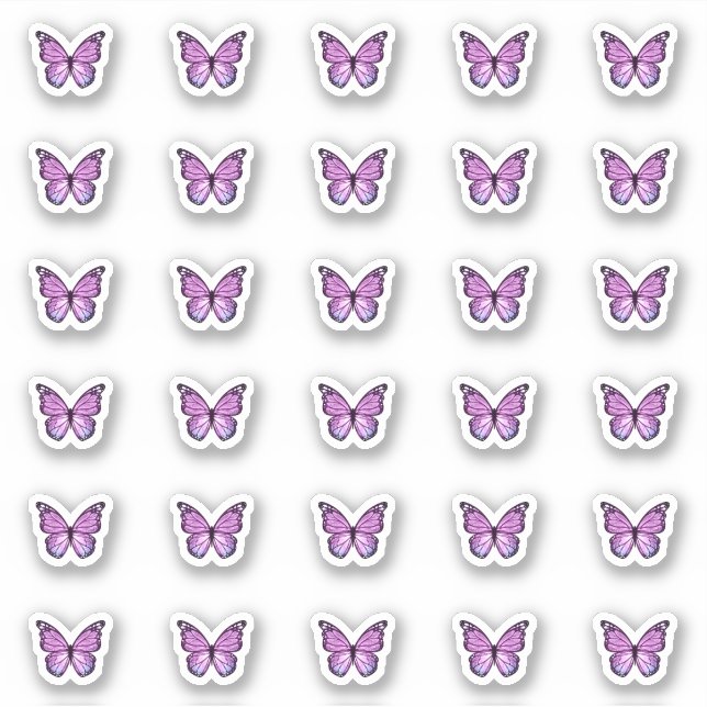 Sticker Élégant Papillon violet Baisers Monogramme Bonbon (Devant)