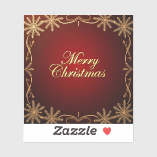 Sticker Elégant Rouge et Or Joyeux Design de Noël