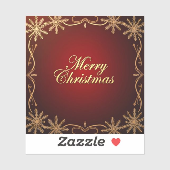 Sticker Elégant Rouge et Or Joyeux Design de Noël (Feuille)