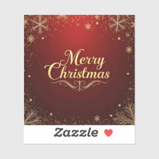 Sticker Elégant Rouge et Or Joyeux Design de Noël