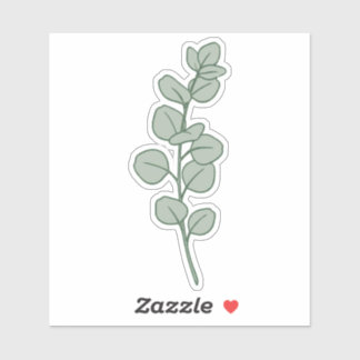 Sticker Elegant Sage Green Eucalyptus Minimalist Botanical