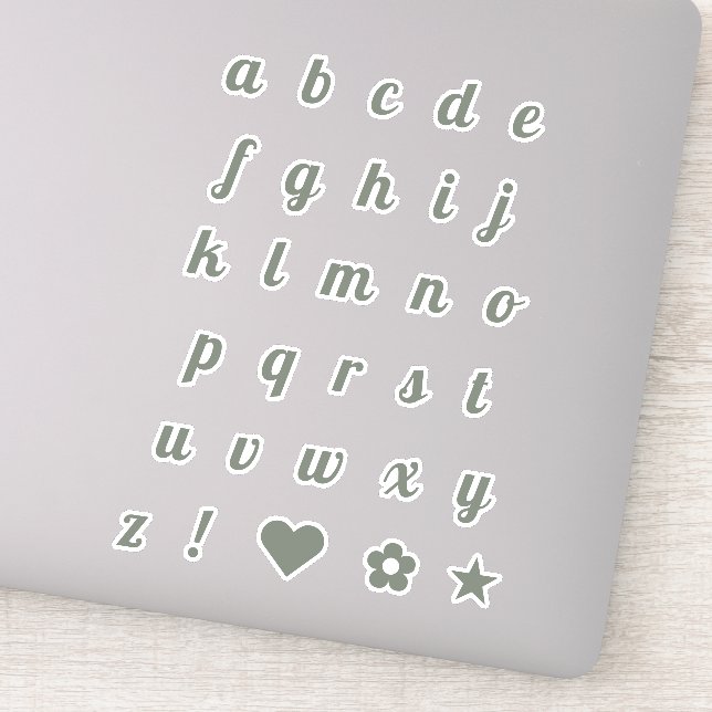 Sticker Élégant Sage Script Lettres initiales Alphabet (Détail)