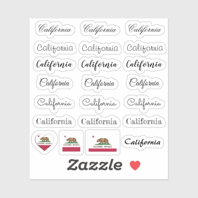 Sticker Élégant script California & Flag USA /name Set (Feuille)