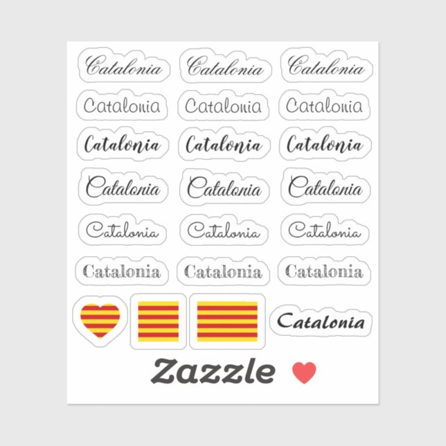 Sticker Élégant script Catalan, Catalogne /La Senyera Set (Feuille)
