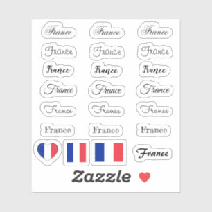 Sticker Élégant script France & Français Drapeau /nom Jeu
