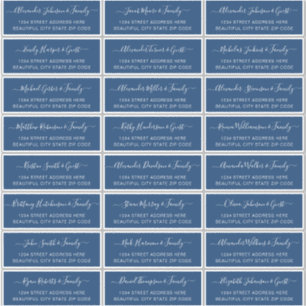 Sticker Elegant Script Navy White Mariage Adresse du clien