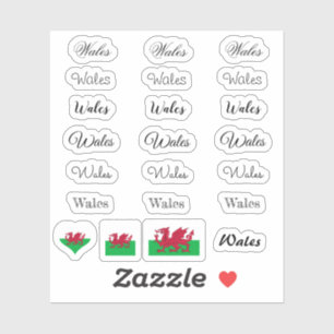 Sticker Élégant script Pays de Galles & Gallois Drapeau /n