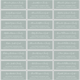 Sticker Élégant Script Sage Green Mariage Adresse du clien