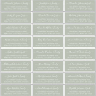 Sticker Élégant Script Sage Green Mariage Adresse du clien