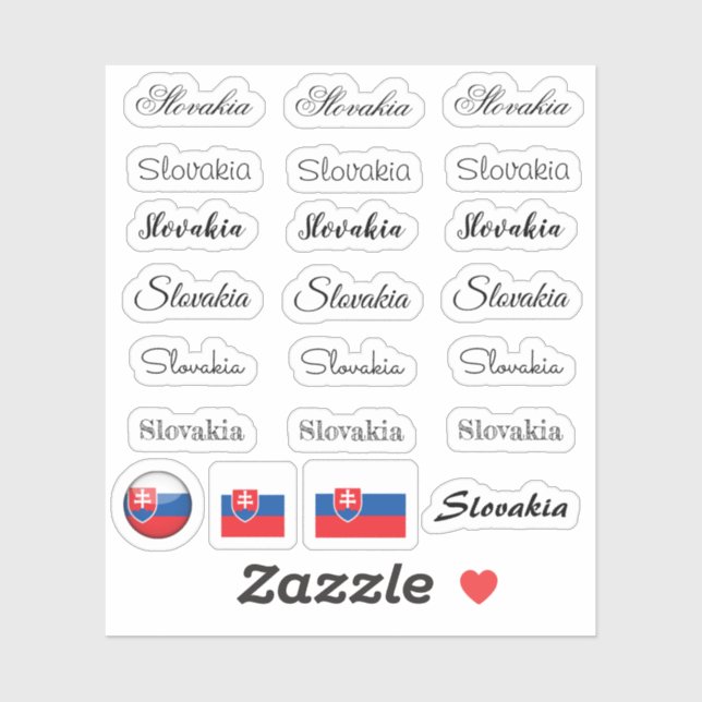 Sticker Élégant script Slovaquie & Slovaquie Drapeau /nom  (Feuille)