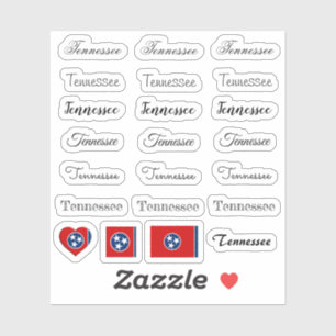 Sticker Élégant script Tennessee & Flag USA /name Set