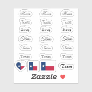 Sticker Élégant script Texas & Texas Flag USA /name Set