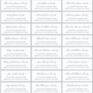 Sticker Élégant Script White Navy Mariage Adresse du clien