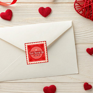 Sticker Elégant style Timbre Vintage Saint Valentin