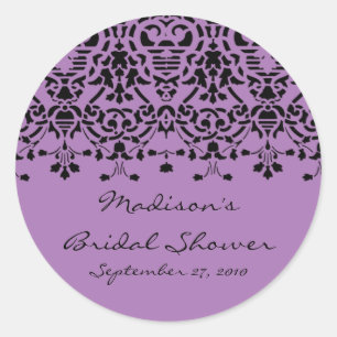 Sticker élégant violet et noir Damask Bride