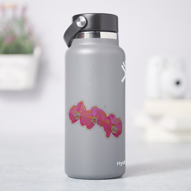Sticker Elégante aquarelle rose Orchidées tropicales flora (HydroFlask)