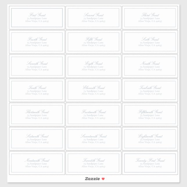 Sticker Elégante Dusty Blue Classic Script Adresse du clie (Feuille)