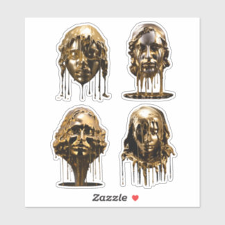 Sticker Elégante femme en marbre face avec des Draps d'or