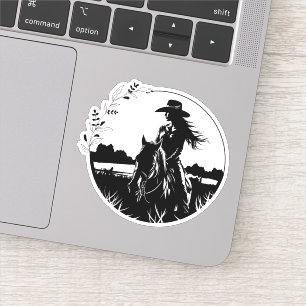 Sticker Élégante fille de cheval moderne Western Equestria
