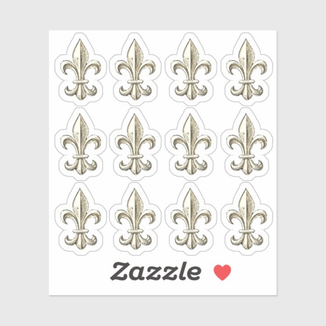 Sticker Elégante Fleur de Lis Invitation Vintage (Feuille)