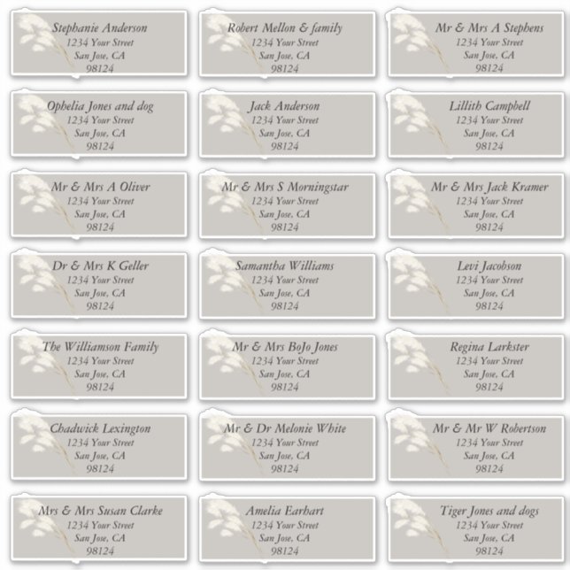 Sticker Élégante laiton blanc ivoire Pampas (Devant)