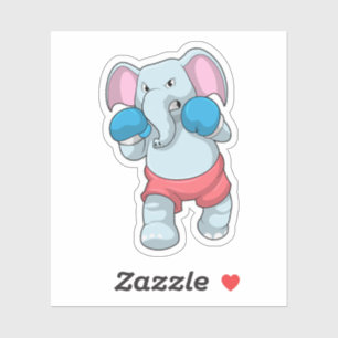 Sticker Eléphant à la boxe avec gants de boxe