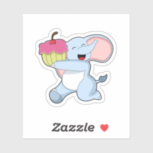 Sticker Eléphant au gâteau