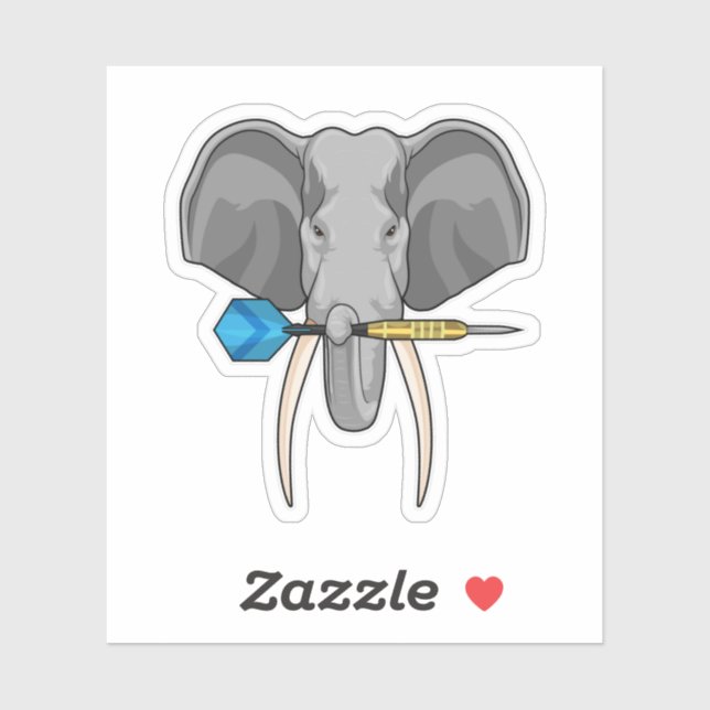 Sticker Eléphant aux fléchettes avec fléchette (Feuille)