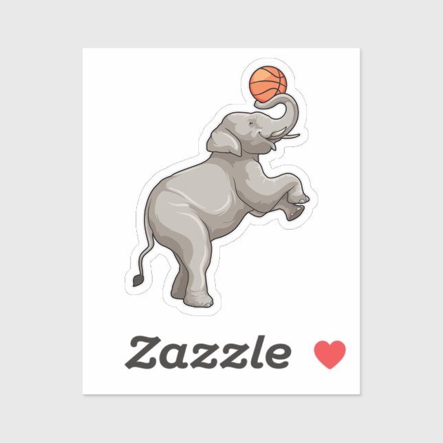 Sticker Elephant avec basket-ball (Feuille)