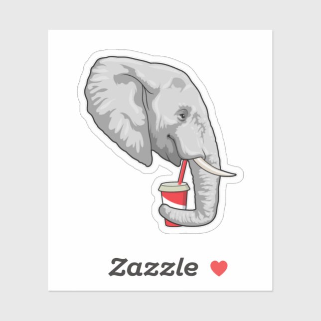 Sticker Eléphant avec boisson (Feuille)