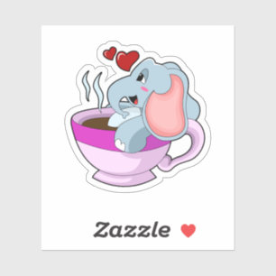 Sticker Elephant avec la coupe du café