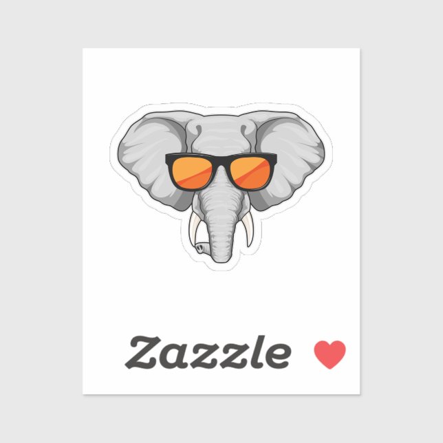 Sticker Eléphant avec lunettes de soleil (Feuille)