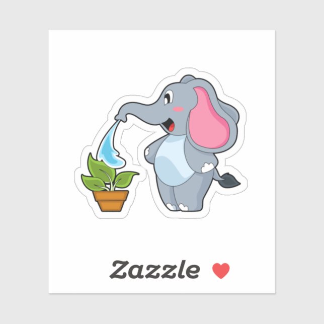 Sticker Eléphant avec Plante (Feuille)