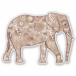 Sticker Eléphant, Brown et taupe à torsion fractale