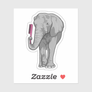 Sticker Elephant comme coiffeur avec peigne