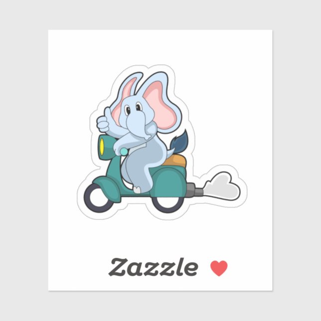 Sticker Elephant comme vélo avec scooter (Feuille)
